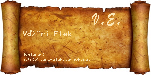 Vári Elek névjegykártya